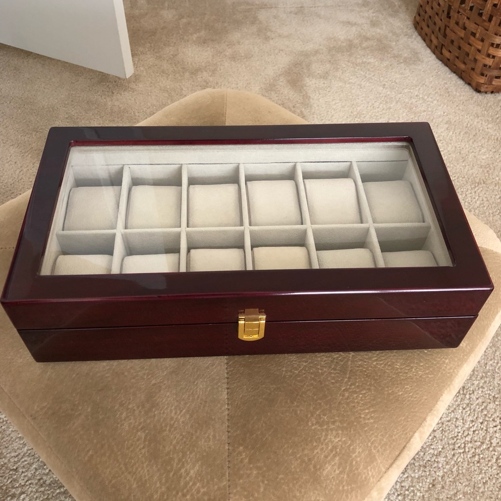 Cherry 12 pc watch case - glass top